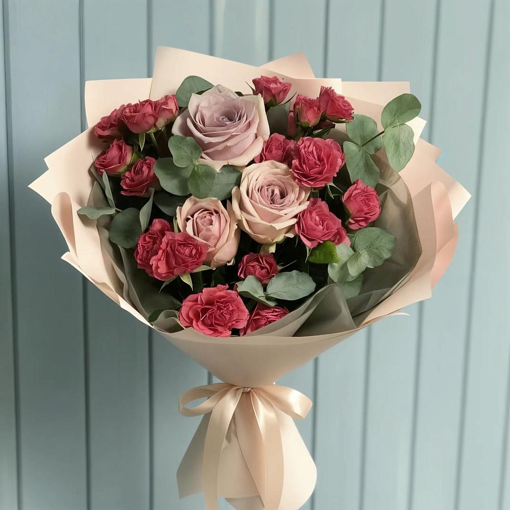 Букет цветов из: Гвоздики и Розы в Сосны