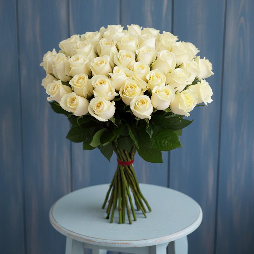 Букет 51 Белая роза Эдлесс Лав в Сосны