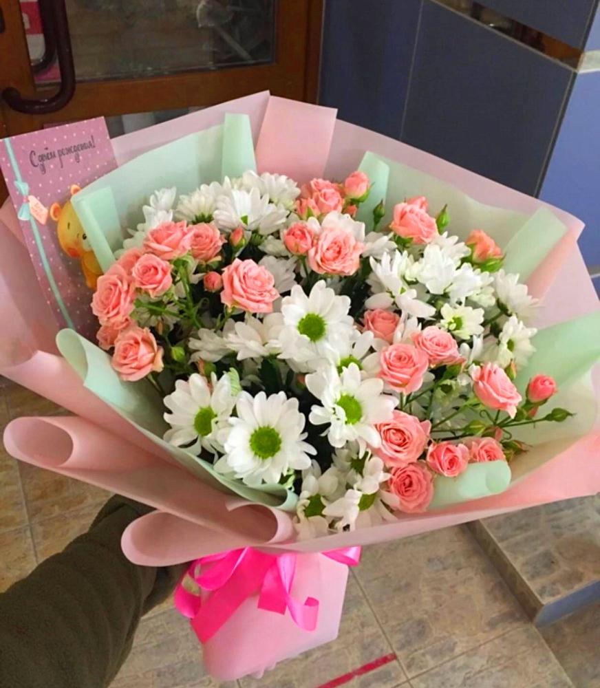 Букет цветов из: Розы и Хризантемы в Сосны