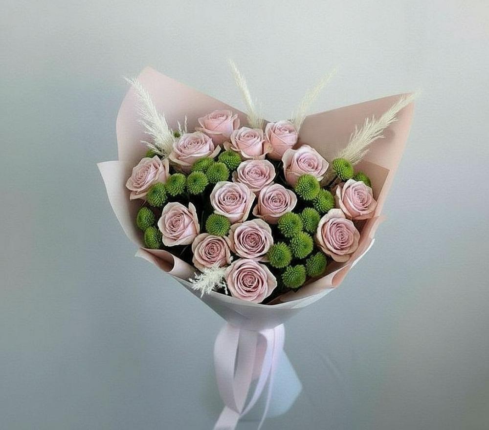 Букет цветов из: Розы и Хризантемы в Сосны