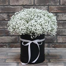 Цветочная композиция из Гипсофила в шляпной коробке в Сосны
