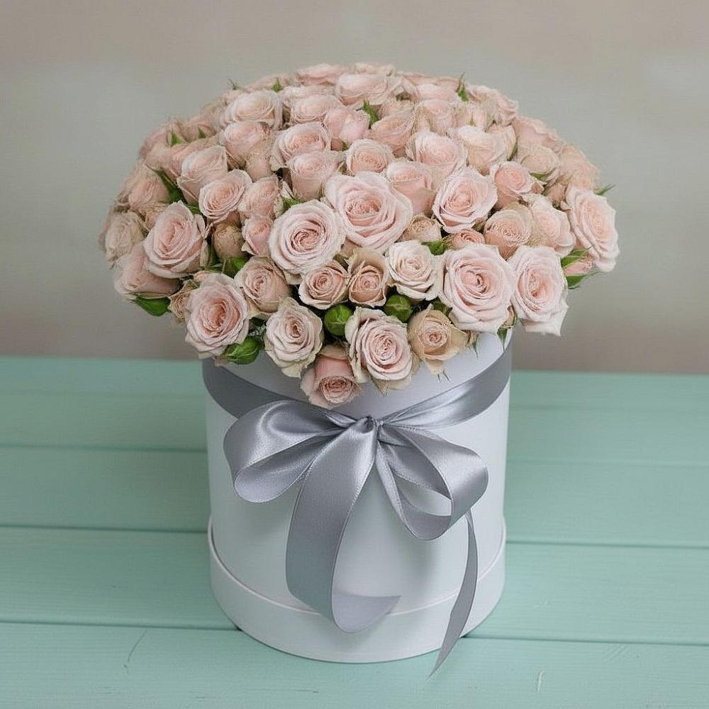 Цветочная композиция из Розы в шляпной коробке в Сосны